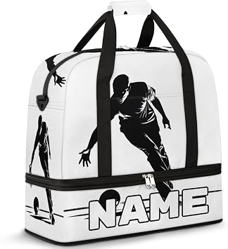 Bowling Ball Custom Foldable Duffle Bag with Shoes Compartment Ball Player Personalized Large Capacity Waterproof Travel Weekender Bag Overnight Bag for Sports Gym