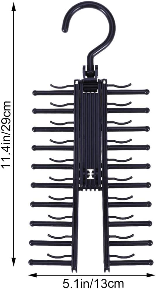 SOLUSTRE 3Pcs Double Sided Multifunctional Tie Hanger Space Saving Black Rack for Neckties Scarves and Belts with Rotating Hook Wrinkle Organization
