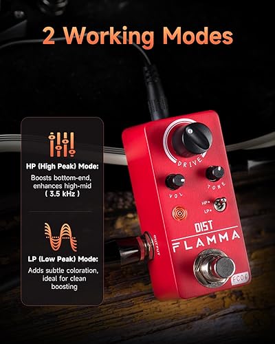 Vista 106 de FLAMMA Pedal de compresor FC21 Pedal de efectos de guitarra eléctrica Efecto de compresión óptica clásica True Bypass