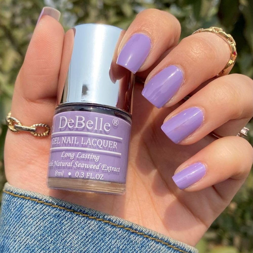 Gel Nail Polish Blueberry Crepe (Lavender Nail Paint)|Non Uv - Glossy Finish |Chip Resistant | Seaweed Enriched Formula| Long Lasting|Cruelty And Toxic Free| 8Ml