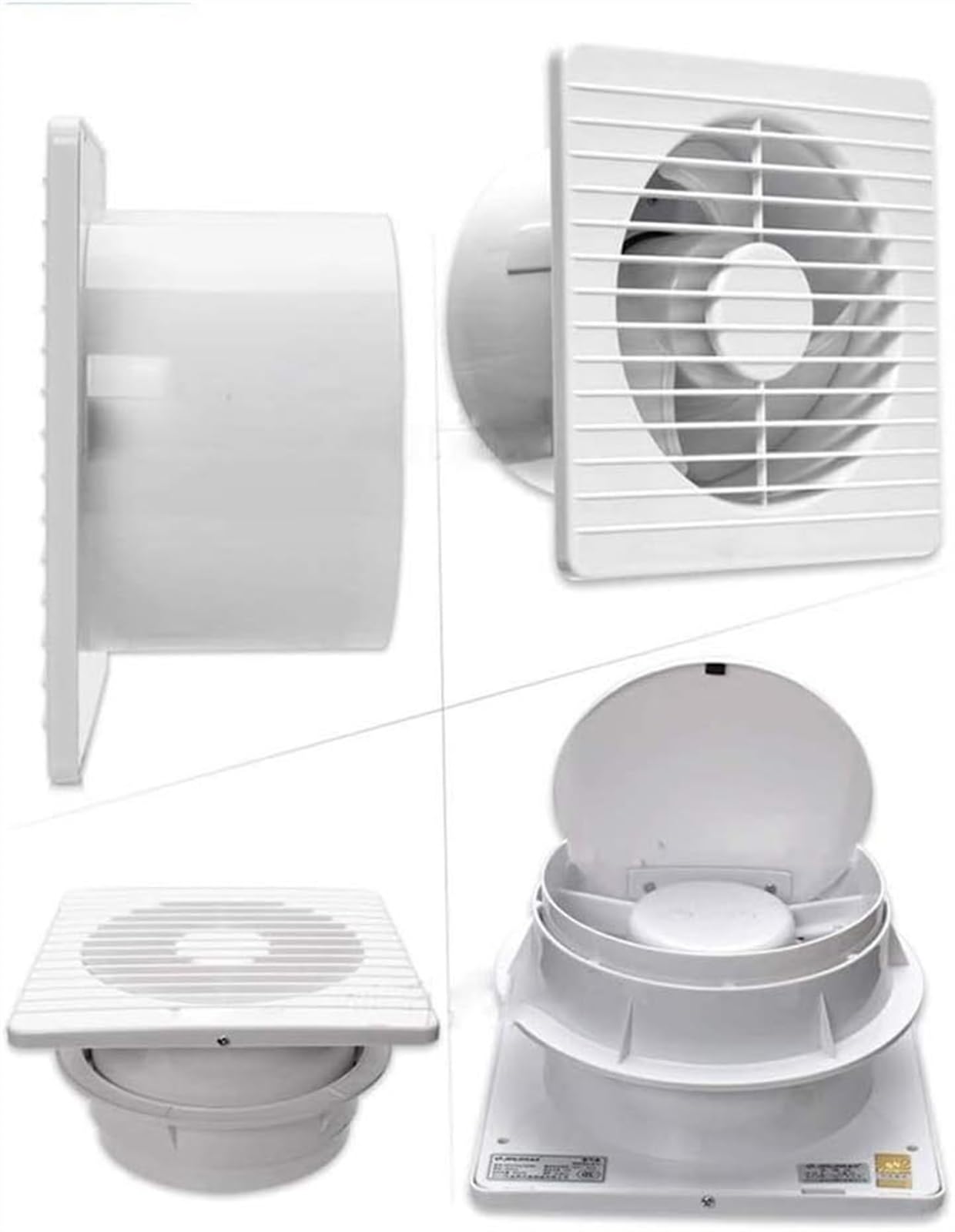 NAKEAH Extractor de Aire de 6 Pulgadas, Extractor de Aire de bajo Ruido montado en la Pared for el hogar, baño, Cocina, Extractor de ventilación de 10W