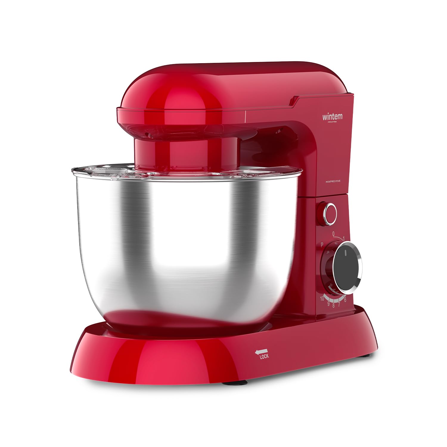 Avilia Impastatrice Planetaria Ciotola in Acciaio 5L Rosso - 15000W e 10 Velocità - Silenziosa e Classe di Protezione II - Include Gancio a Uncino per Impasti, Battitore e Frusta