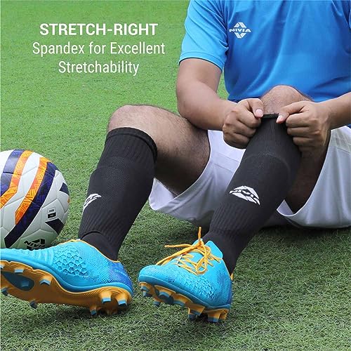 Nivia Classic Football Stockings, Micro Yarn Stocking, For Men & Women, Knee Length, Soccer Stockings, Sports Stockings (Black) Size-L 3 619N9fRTaZL