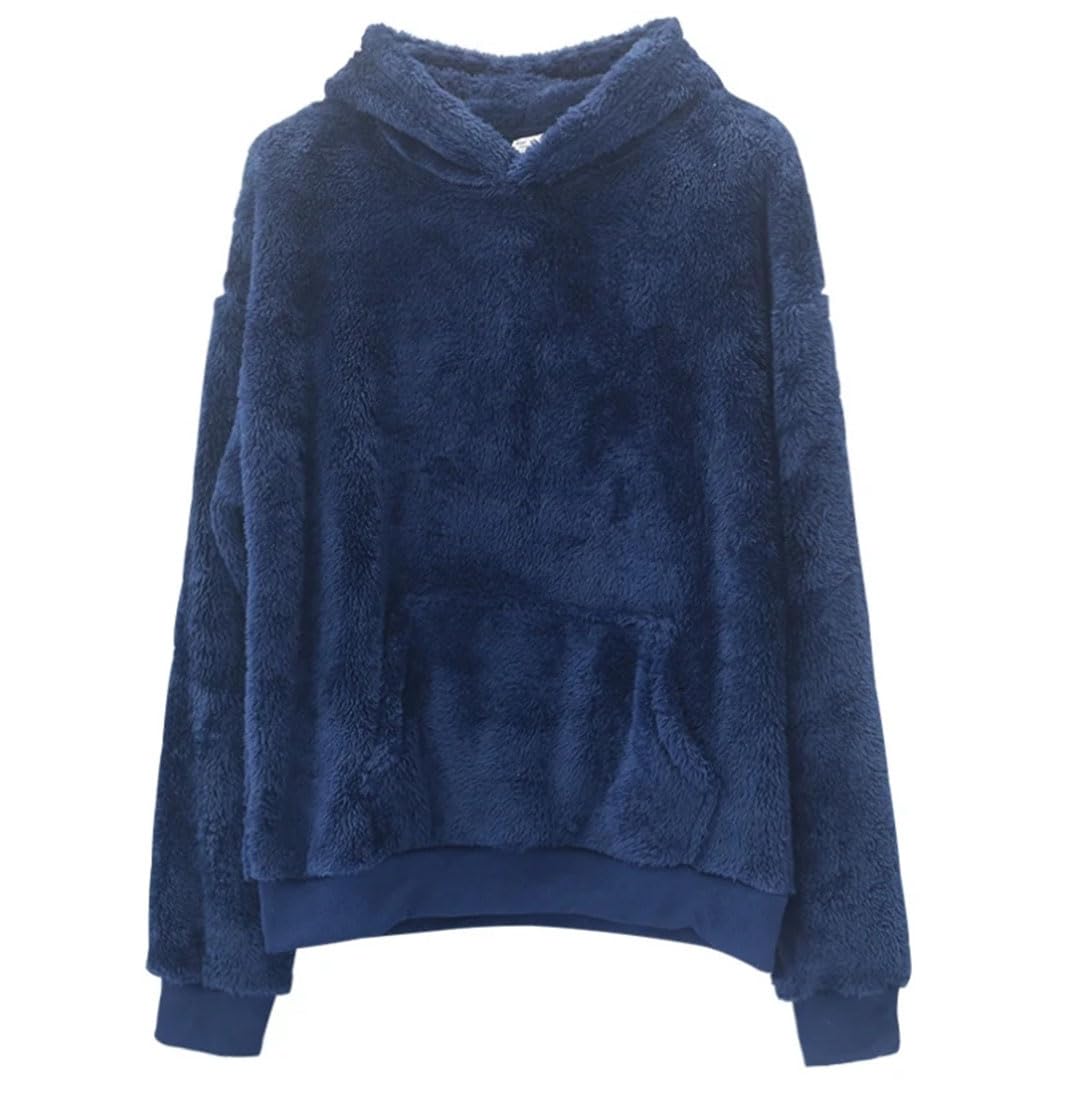 Damskie ciepłe puszyste bluzy z kapturem zimowe dwustronne polarowe odzież domowa sweter z kapturem męska wełna jagnięca zimowy sweter pulower bluzy