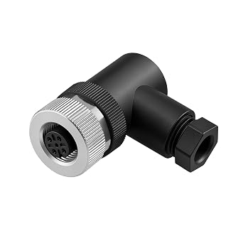 12mm M12 A-Code 5 Pin Female Right Angle Field Installable Aviation Socket, IP67 Connector, 4A 150V, 1 Pack for Photoelectric Sensors and Industrial Control Systems