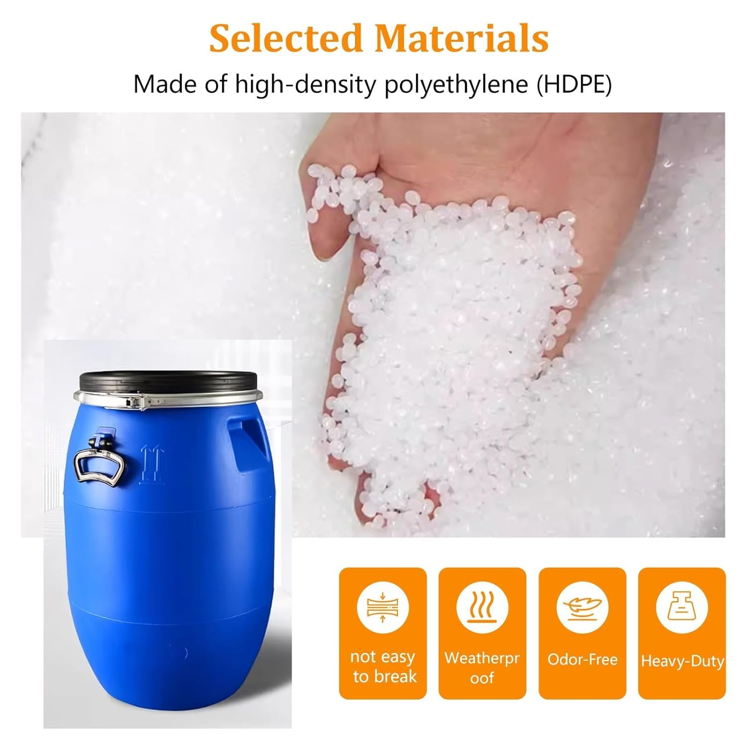 Grande Fusto in Plastica Blu con Coperchio Ermetico – Contenitore Resistente per Acqua E Alimenti, Ideale per Lo Stoccaggio Sicuro di Liquidi in Ambito Industriale. 50L