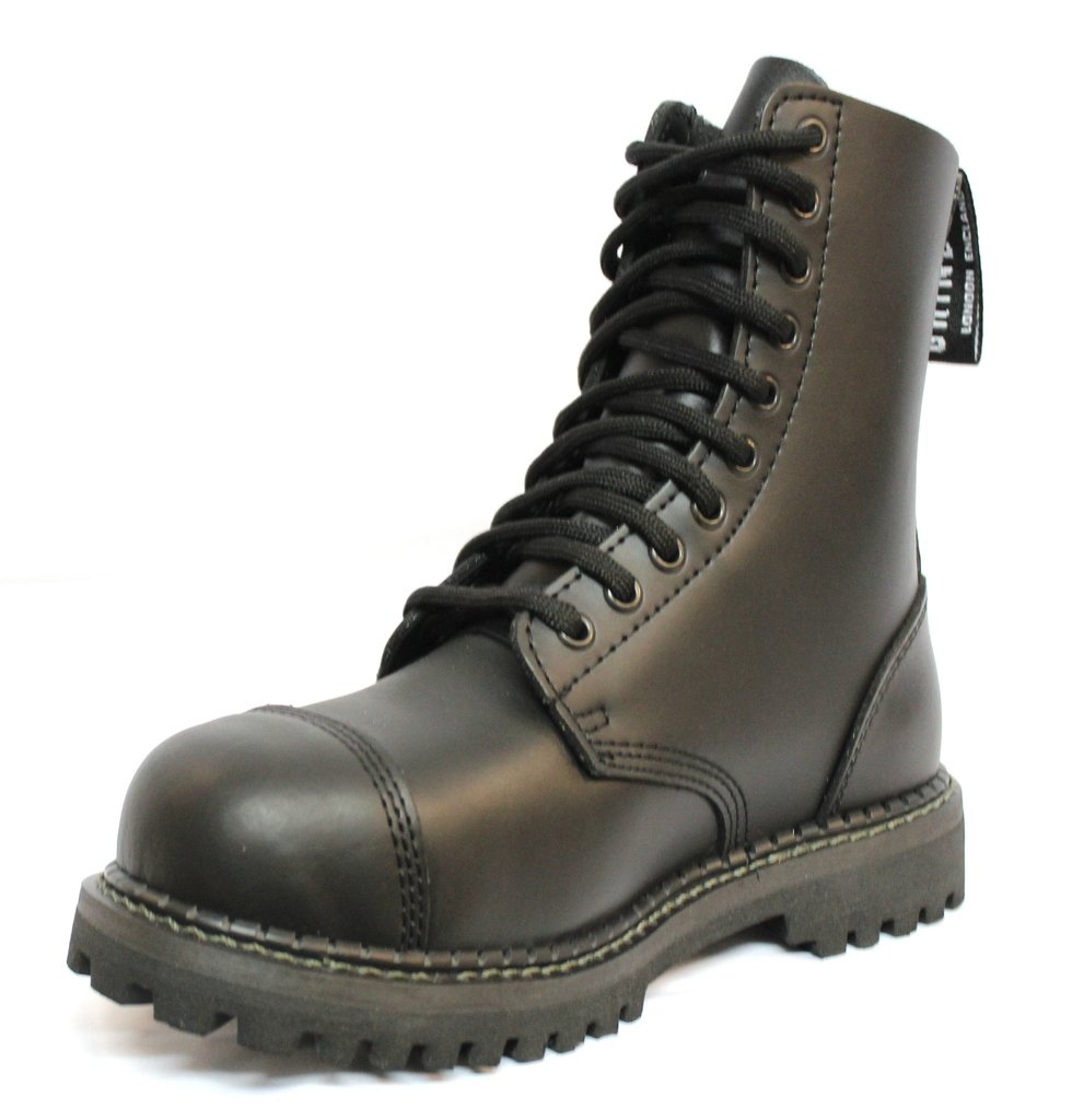 Grinders Stag Opaco Punta Sicurezza Militare Nero Metallo Stivali Unisex Punk del Motociclo