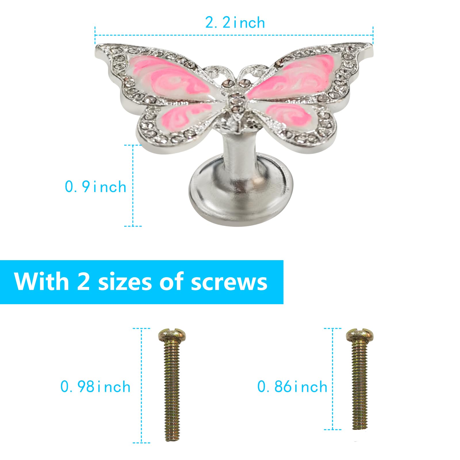 BAMI-LEE House Butterfly Cupboard Knobs,6 pcs Hand-Painted Butterfly Cabinet Knobs Drawer Pull Handle for Decorative Drawers Wardrobes - Image 2