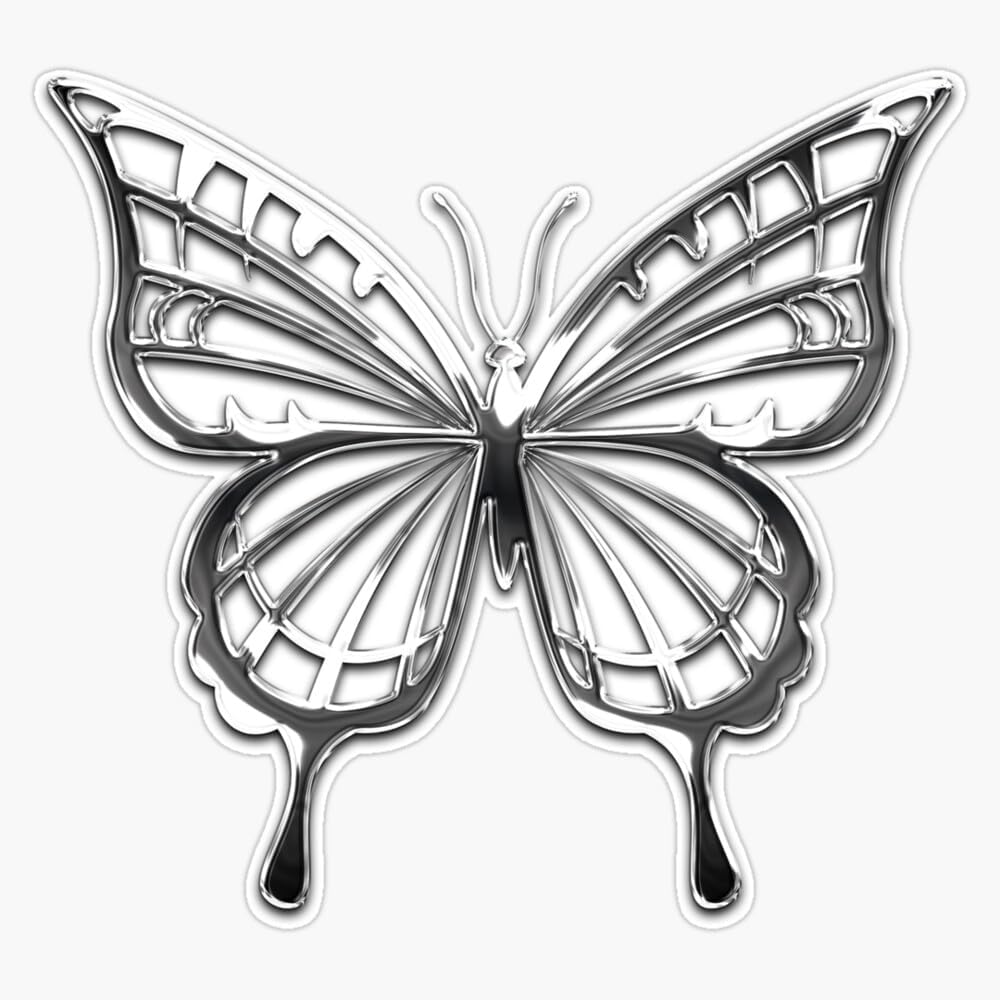 Chrome Hearts Chrome Butterfly Metallic Bumper Sticker Vinyl Decal 5"
