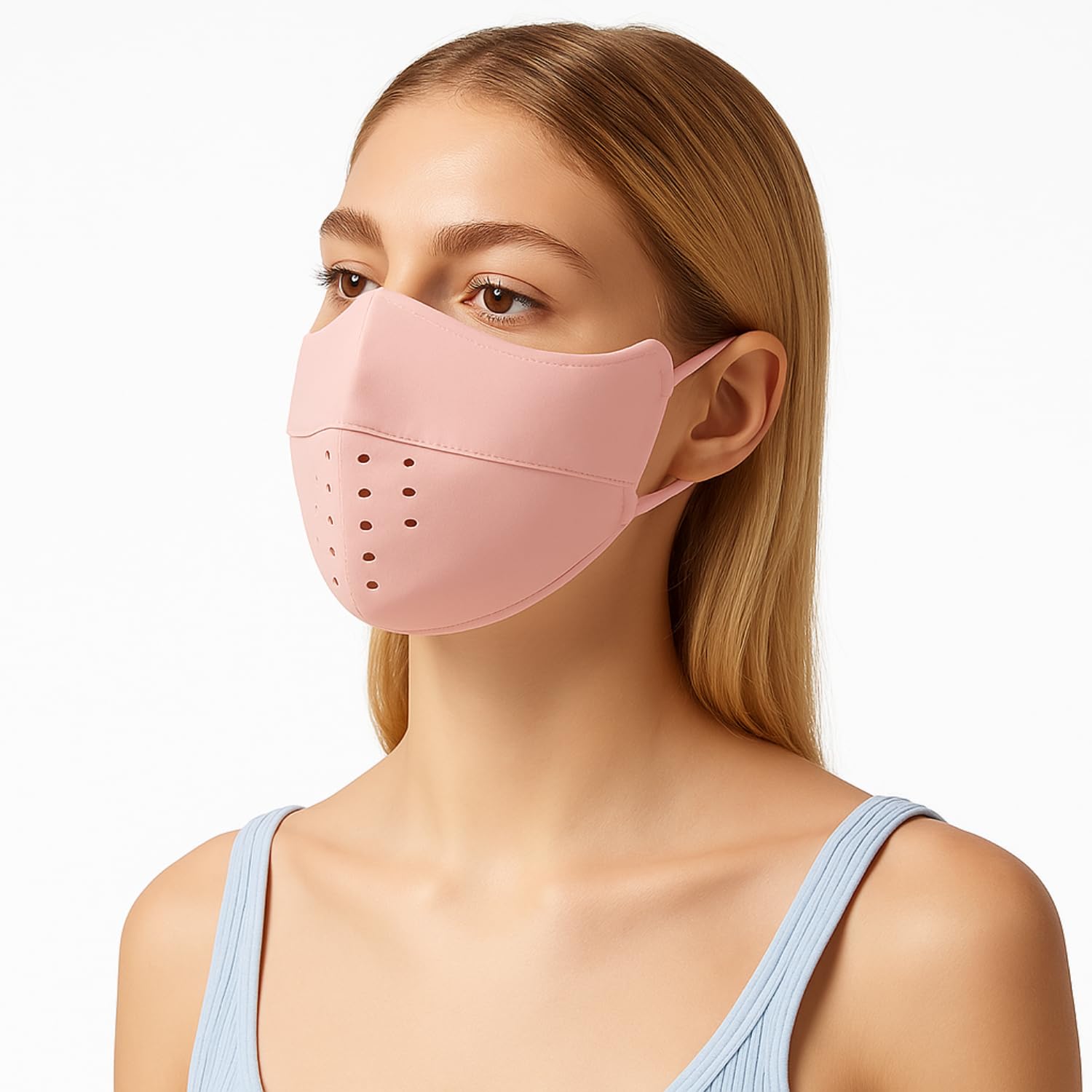 Flavizo Sun Protection Face Mask for Women, Breathable Cooling UV Face Cover for Outdoor Cycling, Driving and Hiking - Seamless Design, Adjustable Ear Loops (Pink)-picture-22