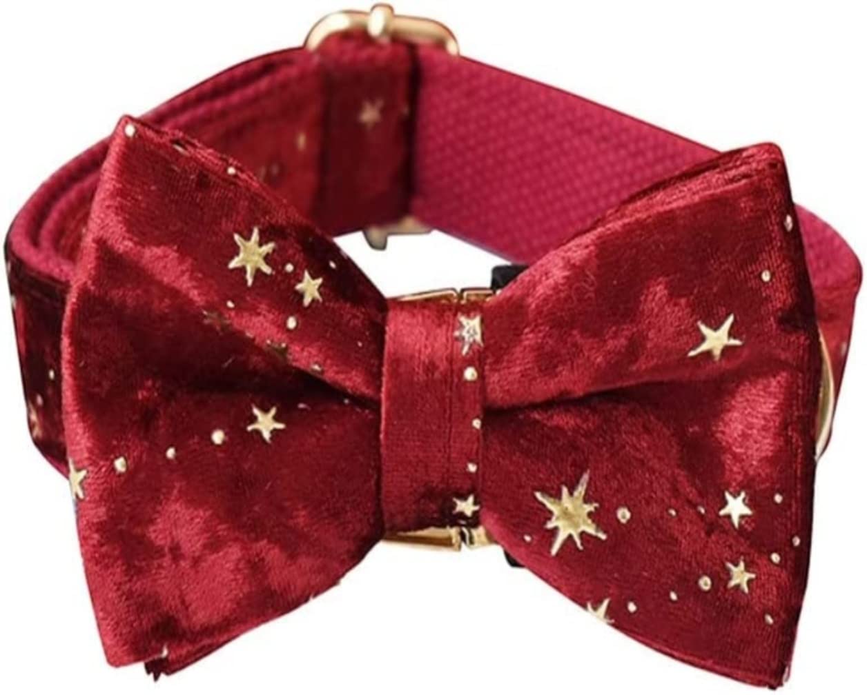 Morbido Guinzaglio Per Cani Collare Per Cani Personalizzato E Guinzaglio Per Animali Domestici In Velluto Rosso Natalizio Con Stelle Dorate Antiscivolo Flexi(27-41cm)