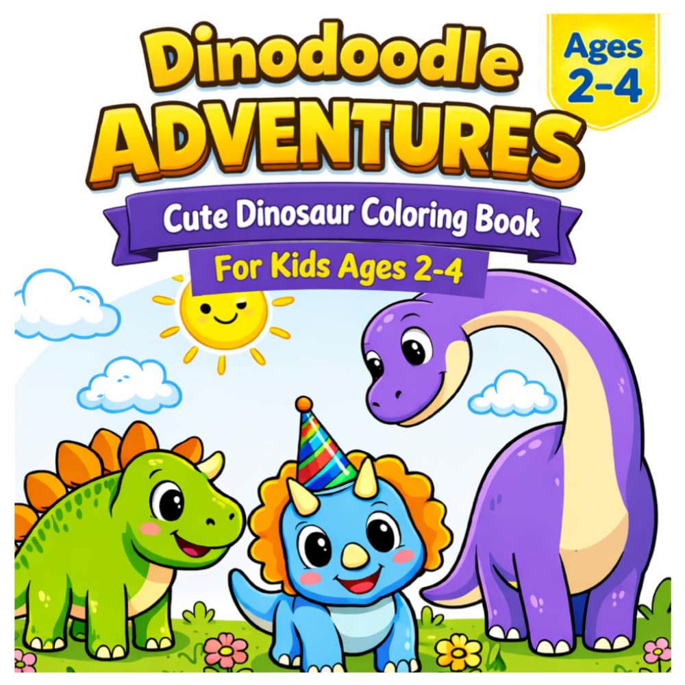 DINODOODLE ADVENTURES: CUTE DINOSAUR COLORING BOOK AGES 2-4