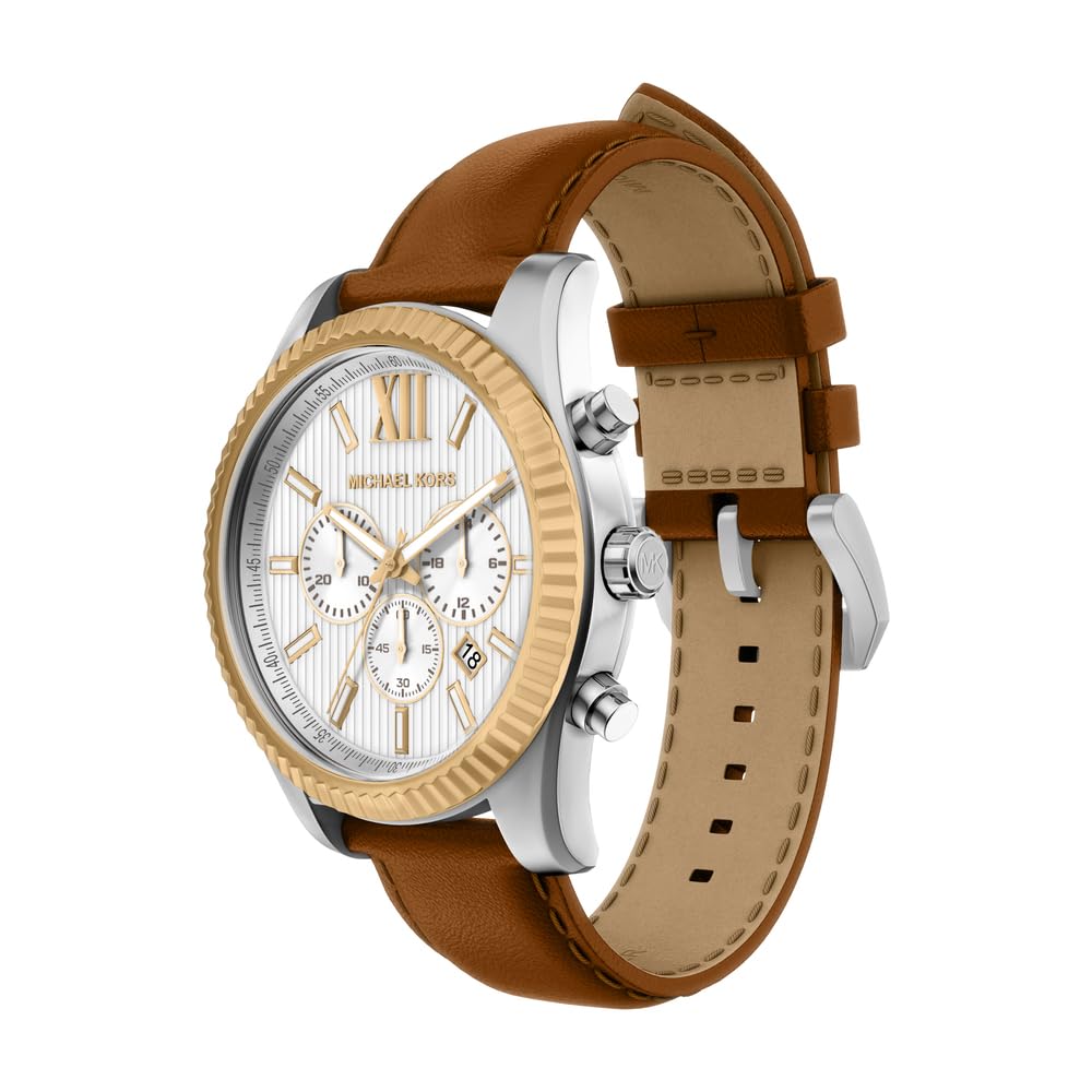 Michael Kors Lexington Uhr für Herren, 45mm Quarz-Chronographenwerk mit Edelstahlarmband