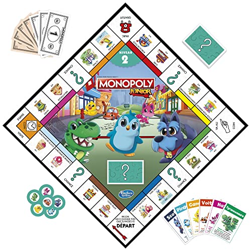 Hasbro Gaming Jeu de société Monopoly Junior, plateau de jeu recto-verso, 2 jeux en 1, jeu Monopoly pour jeunes enfants ; jeux pour enfants, jeux juniors (version française) – Image 3