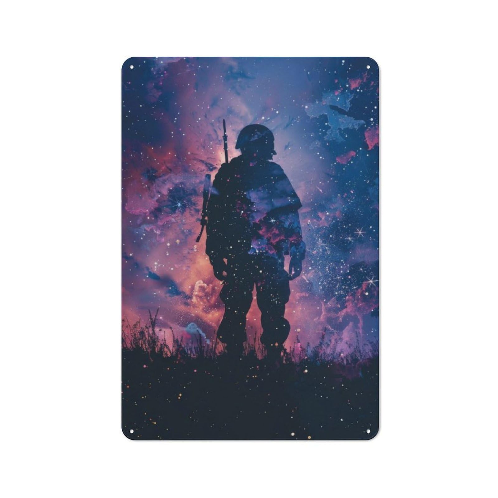 Junmoney Soldier Galaxy Silhouette Bistro Style Tin Wall Sign 30X20cm, Shop Wall Decor For Takeaway, Bar, Kitchen Or Counter Area