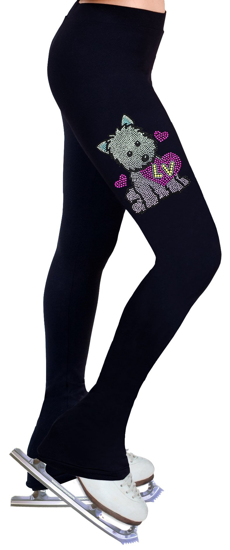 NY2 SPORTSWEAR Figure Skating Practice Pants with Rhinestones R286 - Adult Sizes- (Adult Extra Large) Black