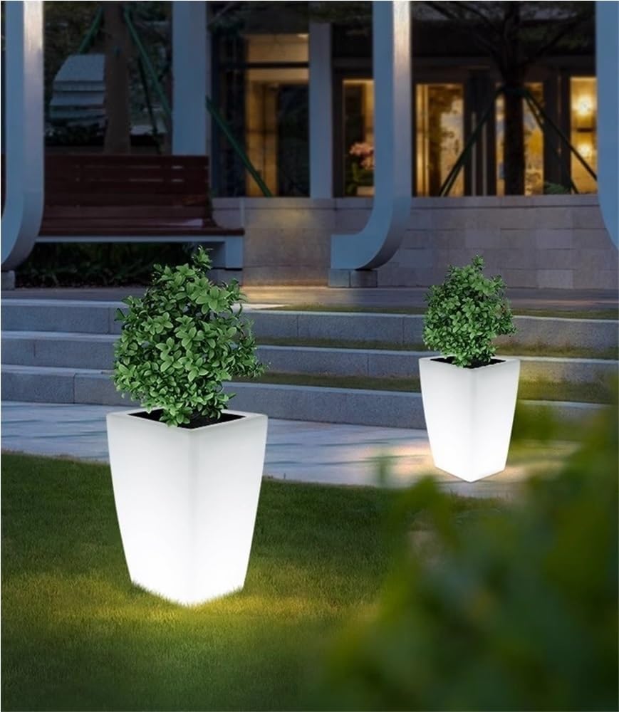 Doniczka solarna do użytku na zewnątrz, 16 kolorów LED, plastikowa doniczka na kwiaty, wielofunkcyjna lampa trawnikowa, odpowiednia na taras, trawnik (duża)
