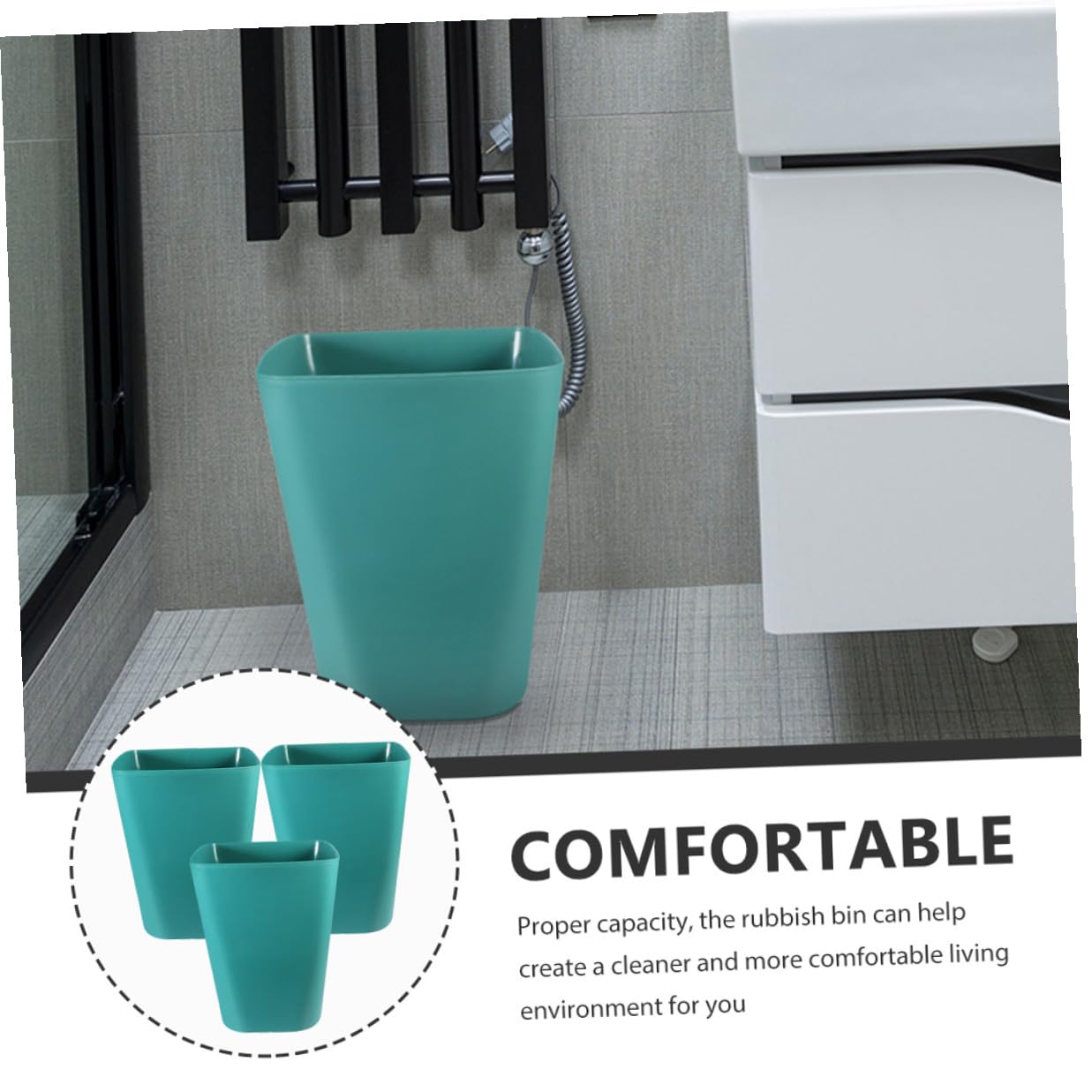 INOOMP 3Pcs Small Outdoor Trash Can Wastebasket Bin Blue Plastic Convenient Garbage Can for Office Bathroom Storage and Organization