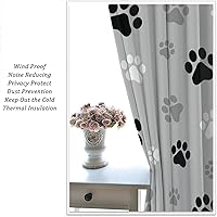 Vista 212 de Cortinas opacas con estampado de patas de perro, estampado de patas de perro y huesos, tratamiento de ventana, cortinas con aislamiento térmico