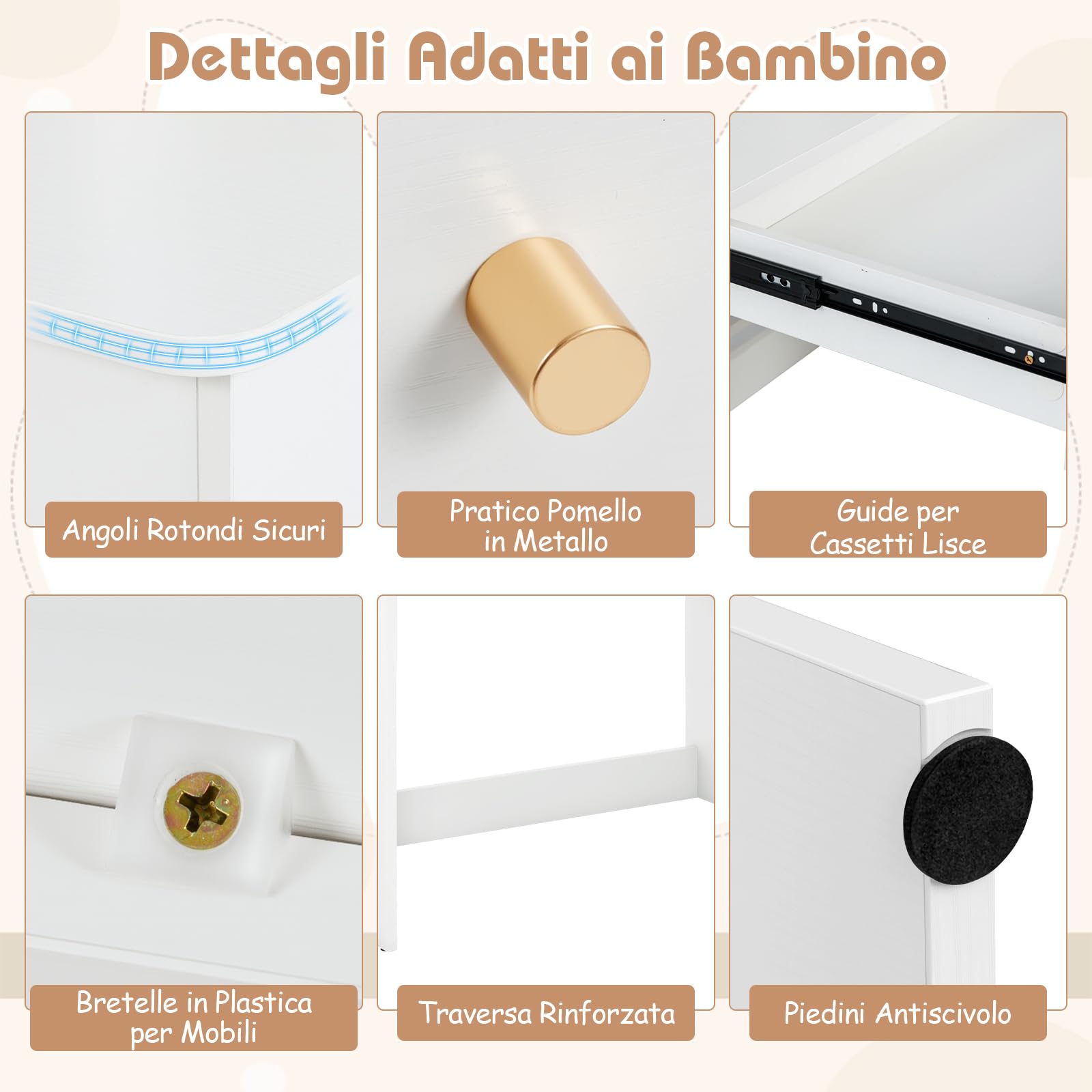 RELAX4LIFE Scrivania per Bambini con Spazio di Stoccaggio, Tavolo da Scrittura in Legno con Cassetto e Ripiano Aperto, Postazione di Lavoro per Studenti a Domicilio per Bambini 3+ (Bianco)