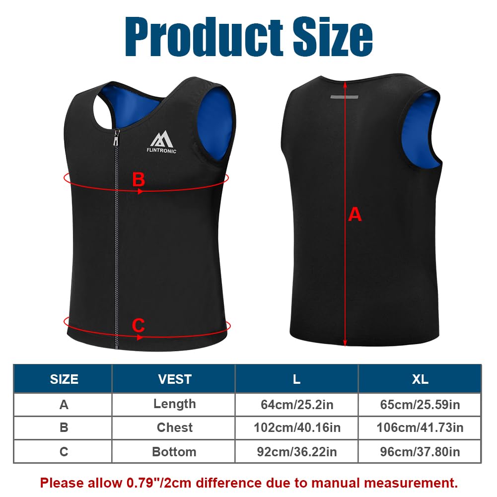 Flintronic Gilet Sauna Uomo Modellante la Sudorazione per Allenamento Fitness Sportivo Body Shaper