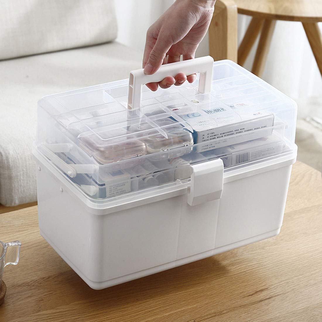 Boîte à Médicaments 3 Niveaux Avec Poignée - Rangement Sécurisé Portable Pour Maison Et Voyage