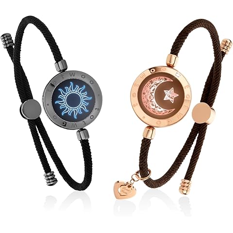 TOTWOO Long Distance Touch Bracelets for Couples, Vibration & Light up for Love Couples Bracelets | Long Distance Relationship Gifts for Girlfriend Bluetooth Pairing Jewelry