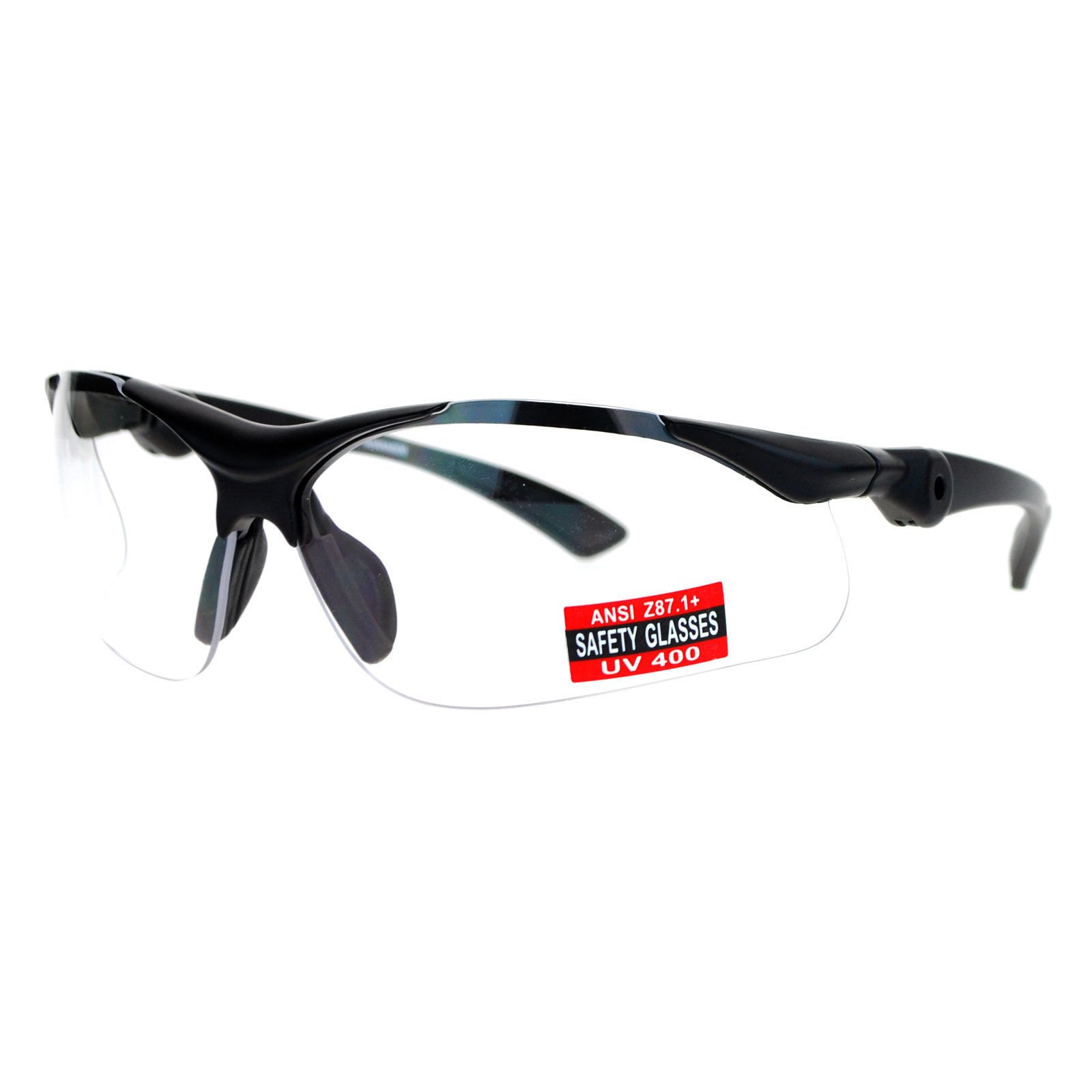 PASTL Clear Lens Protective Safety Glasses UV 400 ANSI Z87.1+ Up Down Temple