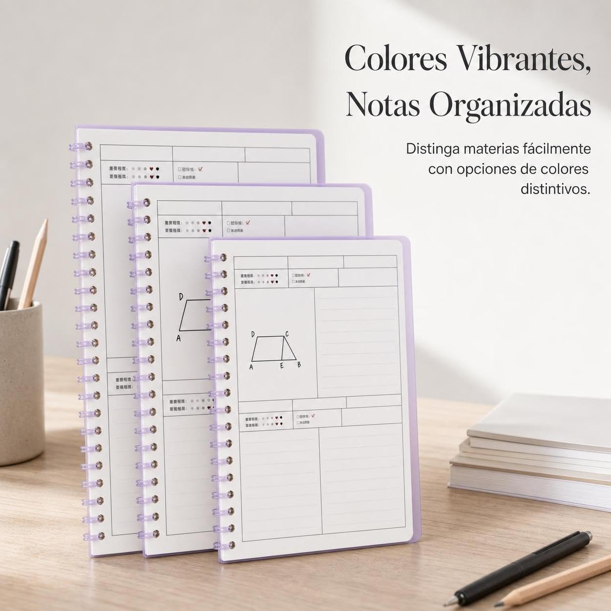Cahier Spirale Étudiant, Couverture plastique, ssin, pages 70 grammage, ouverture à plat, idéal étudiant, prise notes, style to 4, size to 4