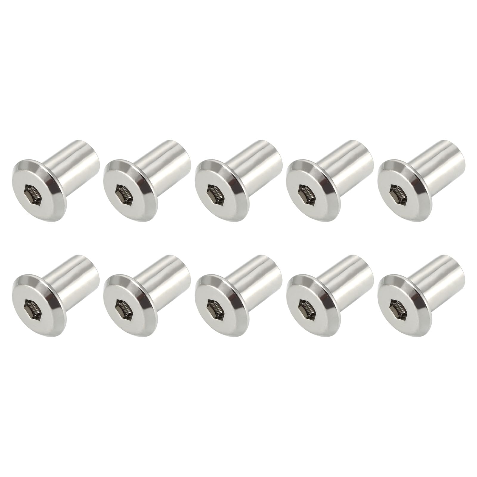 METALLIXITY Rivet Hex Socket Head Nuts (M6x12mm) 20Pcs, Nickel Plated Iron Rivet Cap Insert Nut - for Furniture, Bookshelf, Wardrobe, Silver Tone