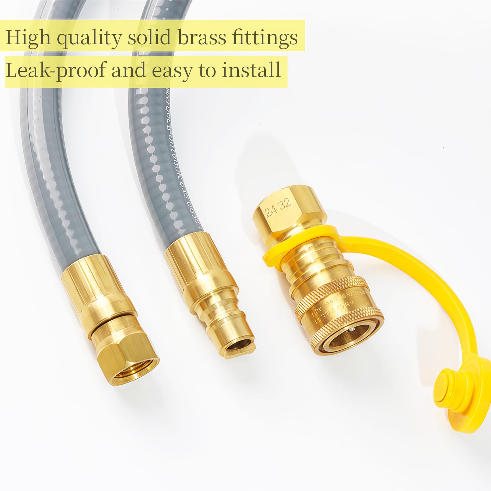 Manguera de gas natural de 25 pies de 3/8 pulgadas con accesorios de conexión rápida, manguera de gas natural apta para barbacoas, parrillas, hornos de pizza, calentador de patio y más