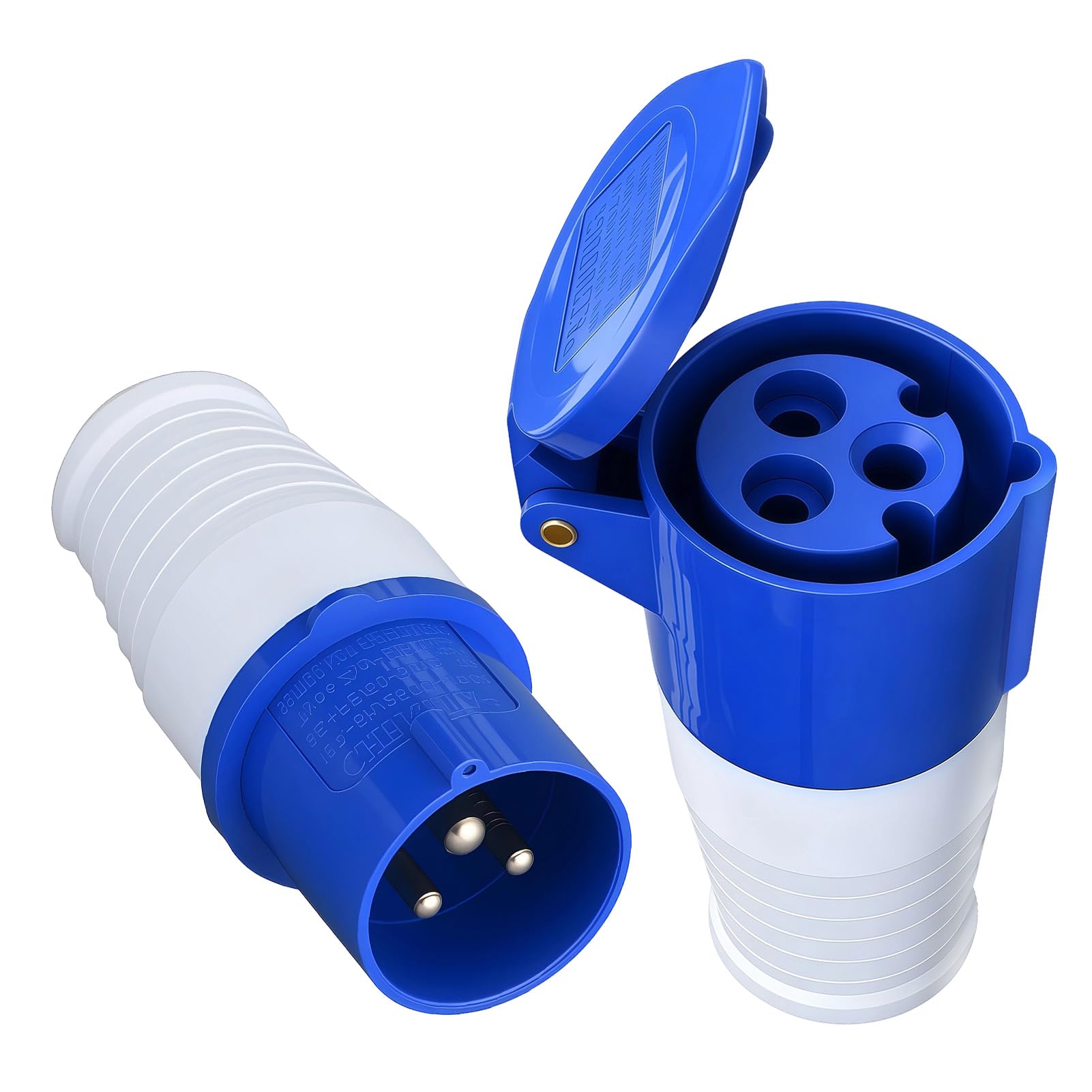 2PCS 32A Industrial Plug and Socket Set, IP44 Waterproof 3 Pin 2P+E