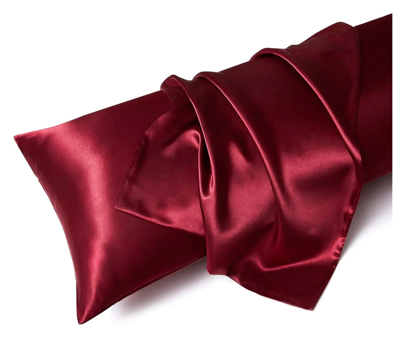 Silky Pillow Covers, 2 pcs Satin Envelope Closure Pillowcases Multicolor Multiple Sizes(Burgundy,51x66cm)