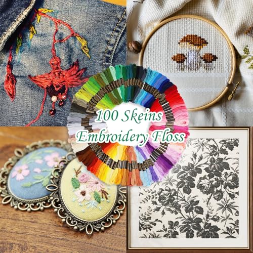 Image of Embroidery Floss, Cross Stitch Thread, Embroidery Thread, Friendship Bracelets Floss, Crafts Floss, Rainbow Color, 100 Skeins