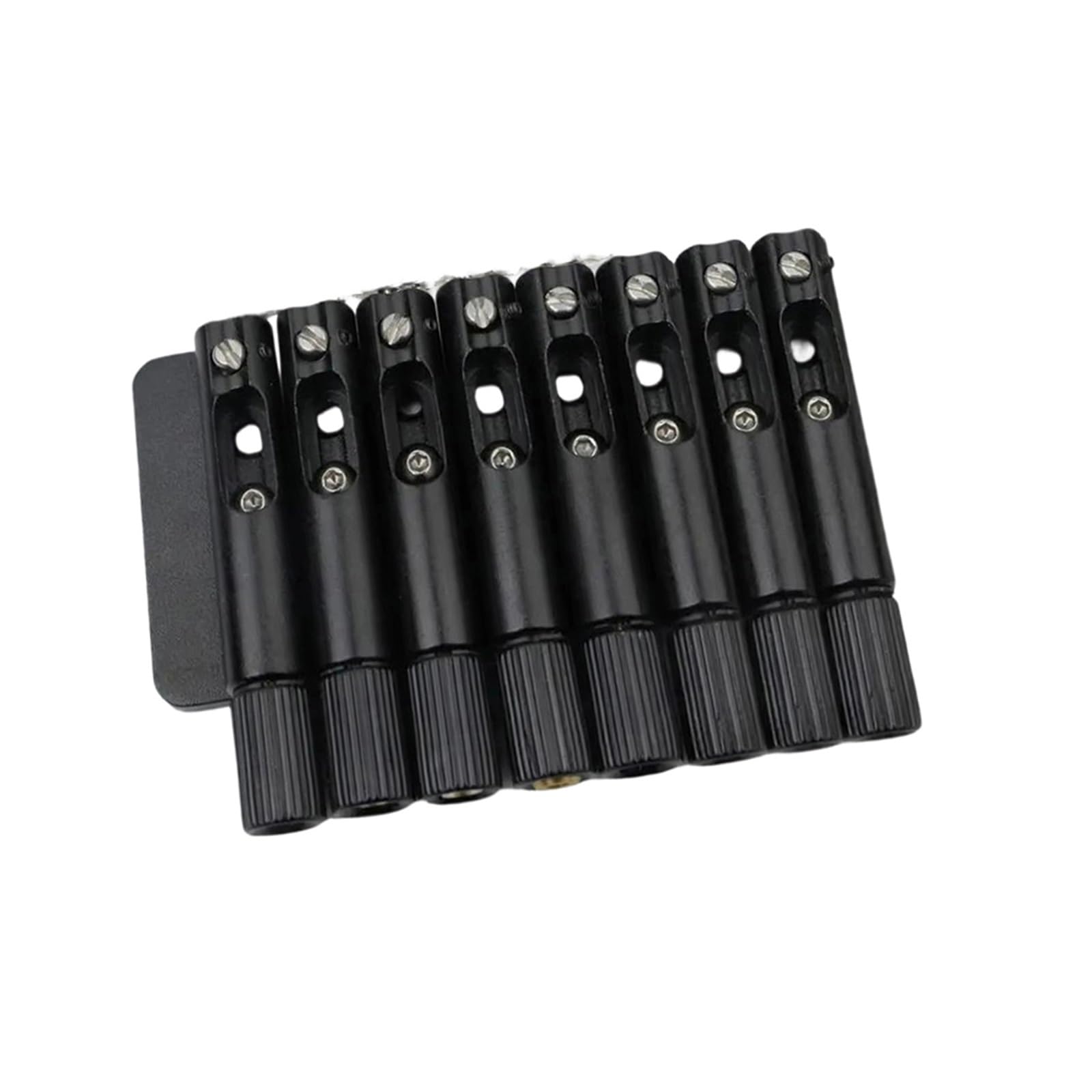 Miłośnicy Muzyki Mostek Gitarowy Pojedyncze Stałe Mostki Wentylatorów Do Bezgłowych Progów Gitary Elektrycznej 6 7/8 Strunowej Trwałe(8 piece BK)