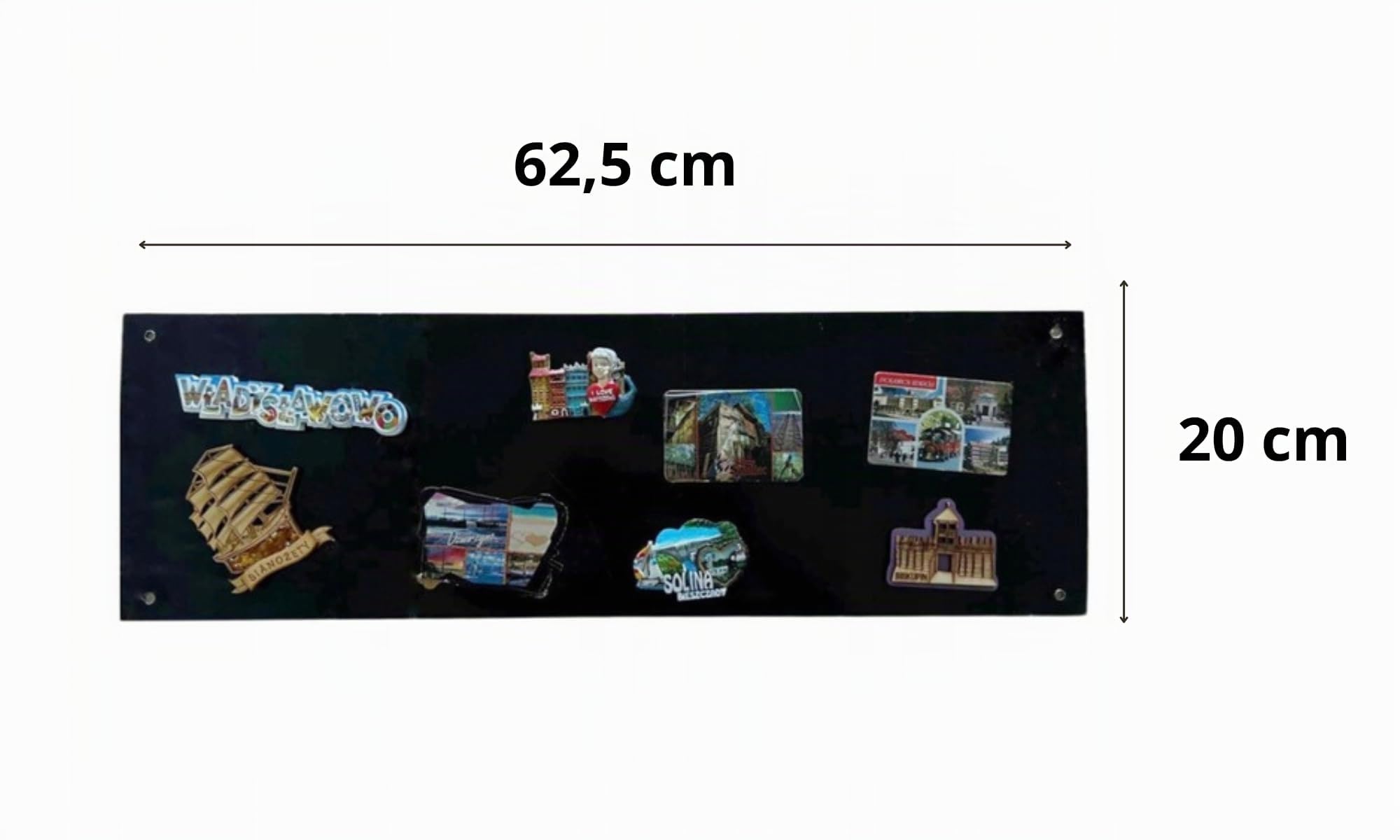 2x Léger Metal Tableau Magnétique Mural Noir 62,5x20 cm, Plaque Aimanté, Acier Inoxydable, Cuisine, Bureau, Chambre D'enfant, pour Lettres Magnétiques, Chiffres, Notes, Photos