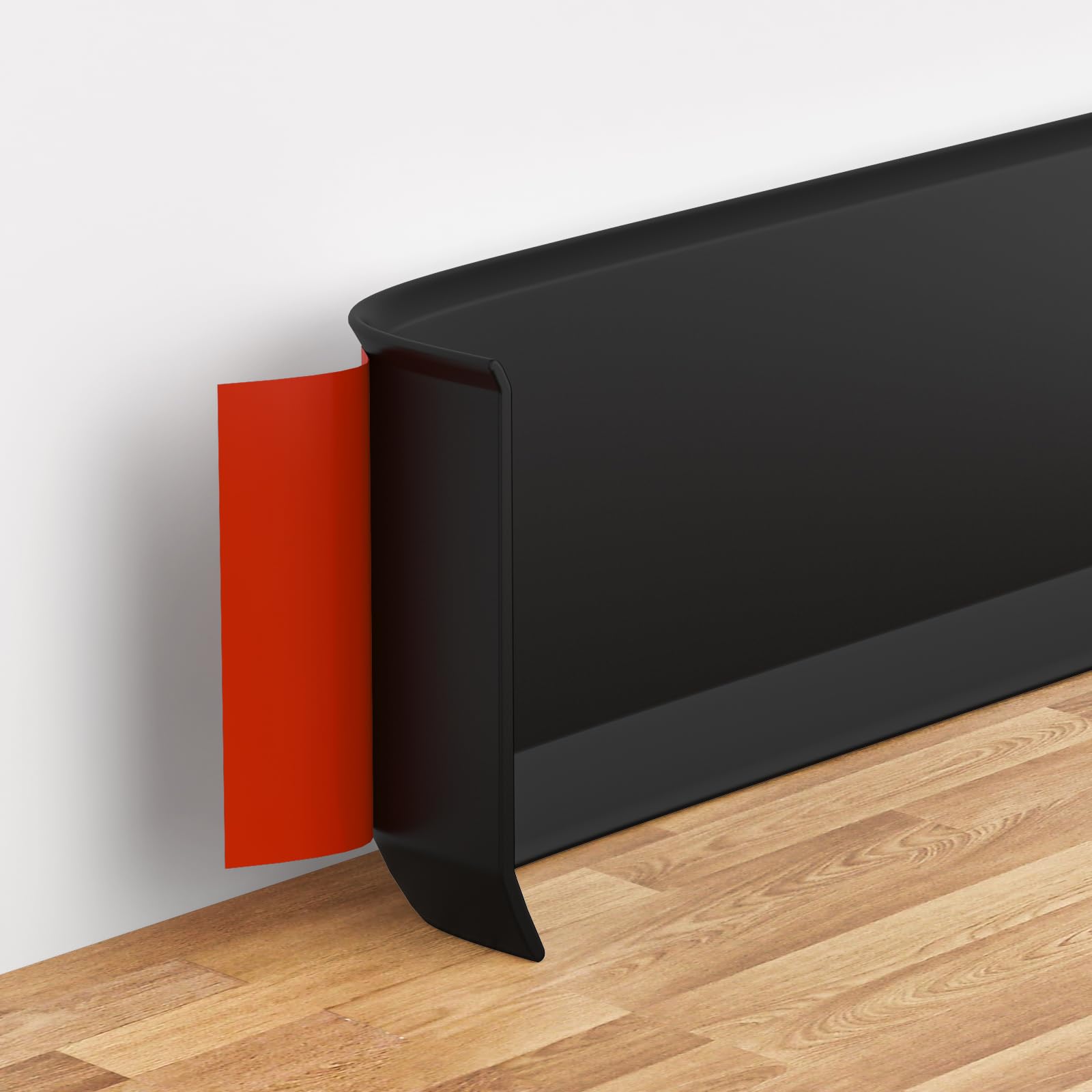 Fixmend Flexible Wall Baseboard Molding Trim, 4 Inch(W) x 20 Feet(L) Self-Adhesive Vinyl, Peel and Stick Cove Base, Rubber Wall Moulding (Black)