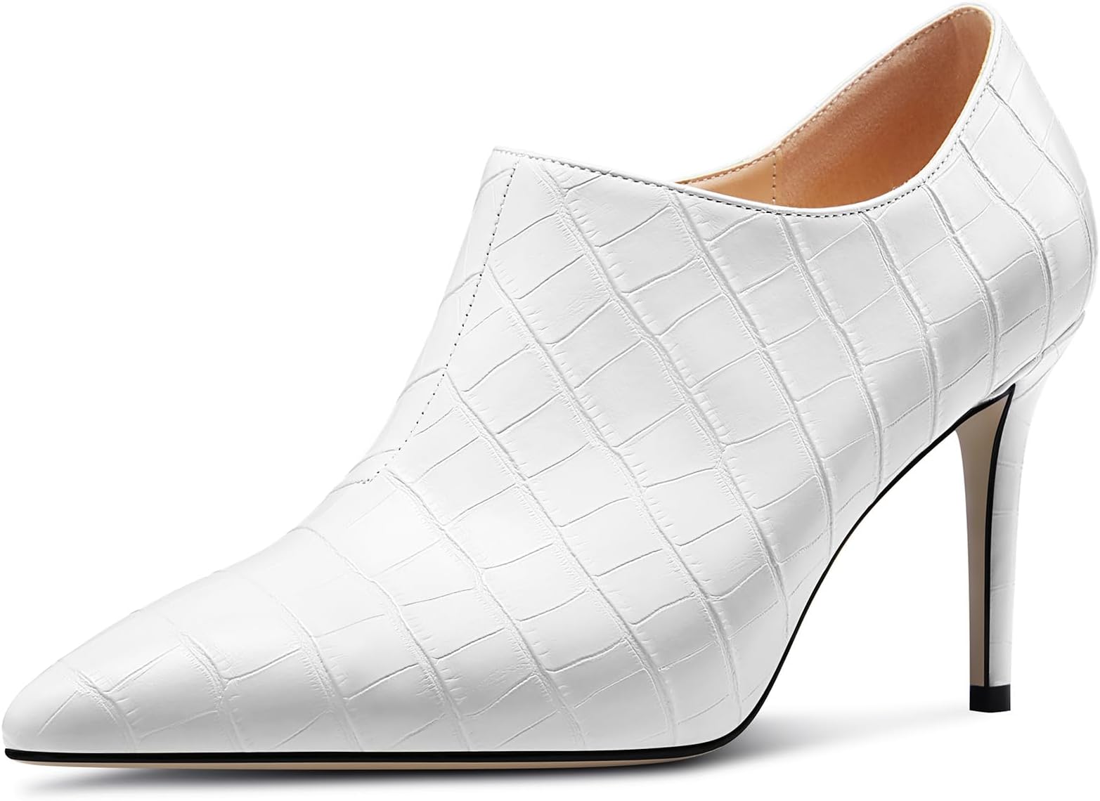 Womens Stiletto Mid Heel Pointed Toe Ankle Boots Short Bootie Slip-on Zipper Party Dress Winter Boots Generic17021702