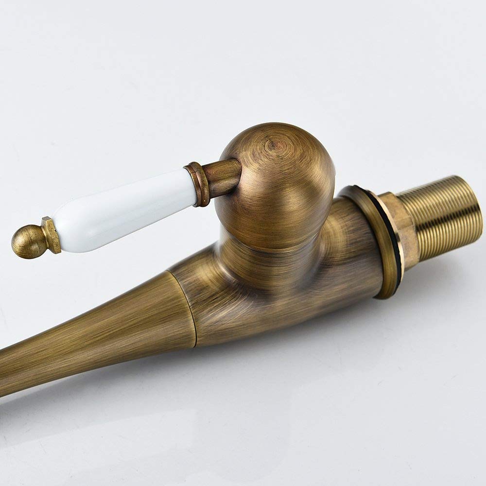 Nostalgie Küche Rustikale Armatur Küchenarmatur Armatur Mischbatterie Mischbatterie Spülbecken mit Wasserhahn Messinggriffen, 360° Verstellbar/Antik