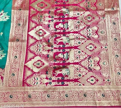 Generic sea green kanjivaram silk saree in soft silk – image 3
