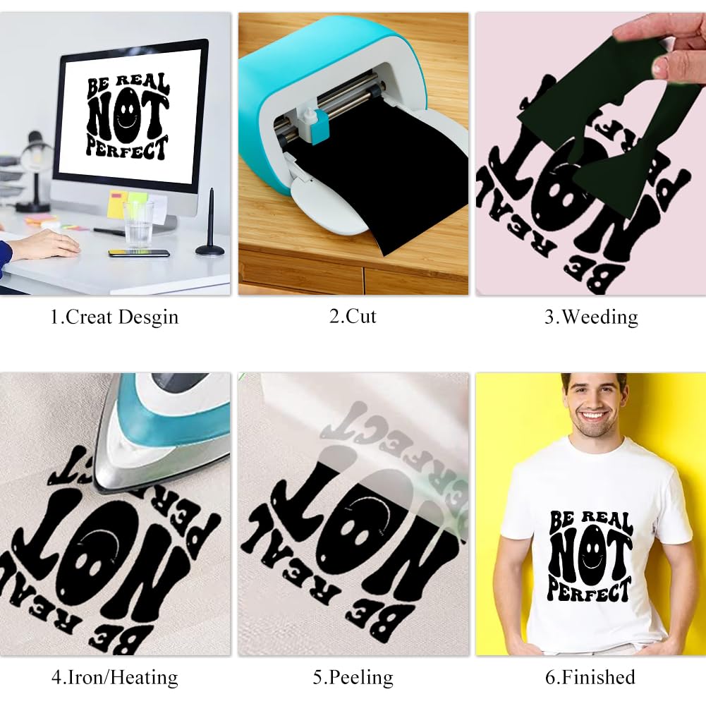 Smart Iron On per Cricut Joy, 2 rotoli di pellicola per plotter in tessuto bianco e nero 14 x 200 cm, pellicola flessibile per plotter in tessuto per stirare per T-shirt fai da te, felpe, stoffe