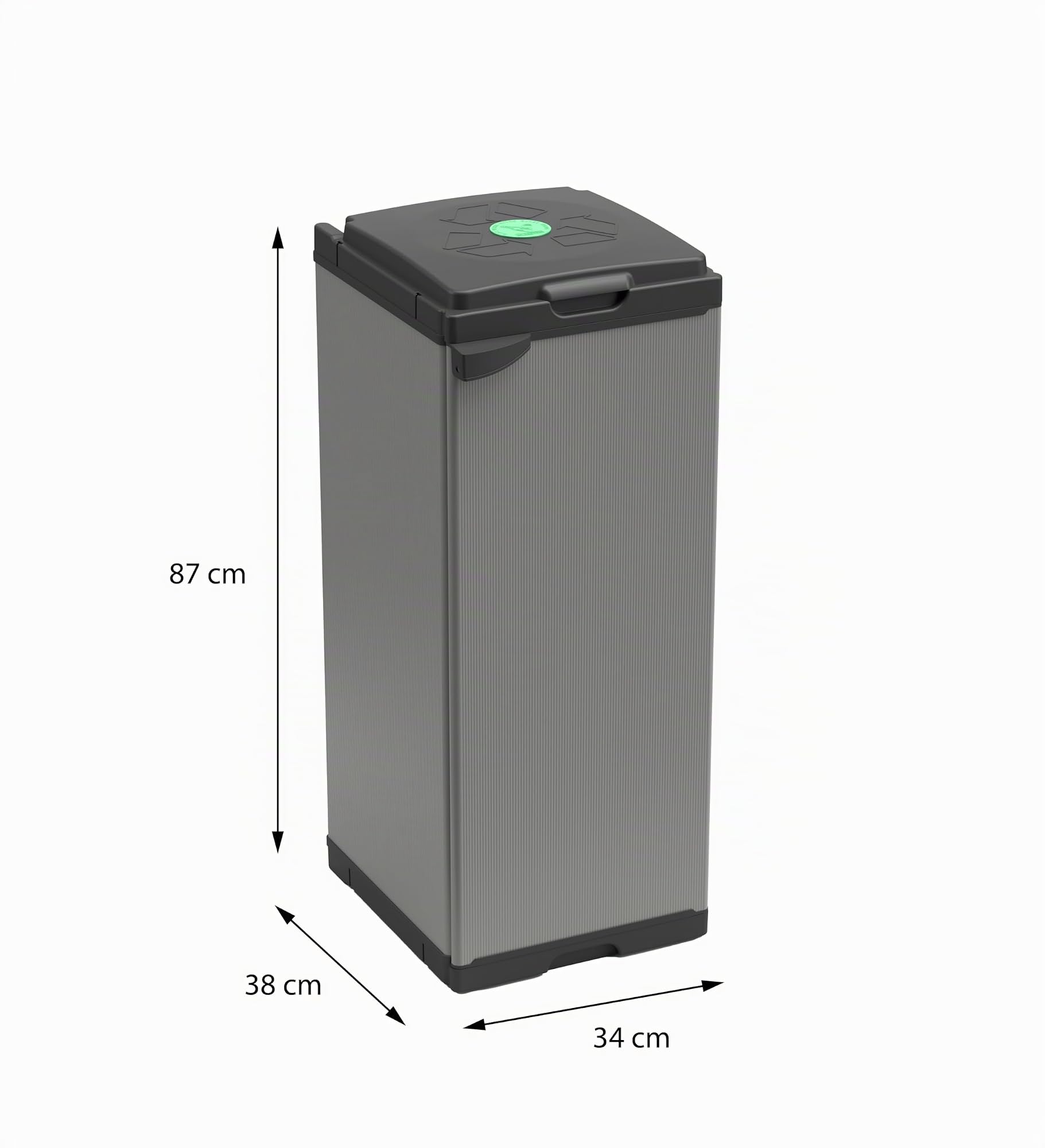 Adventa: Schrank für Mülltrennung aus Kunststoff, einfach zu montieren, modulares System, geeignet für Müllsäcke von 80 – 110 l, robust, für Innen- und Außenbereiche, 34 x 38 x 87 cm