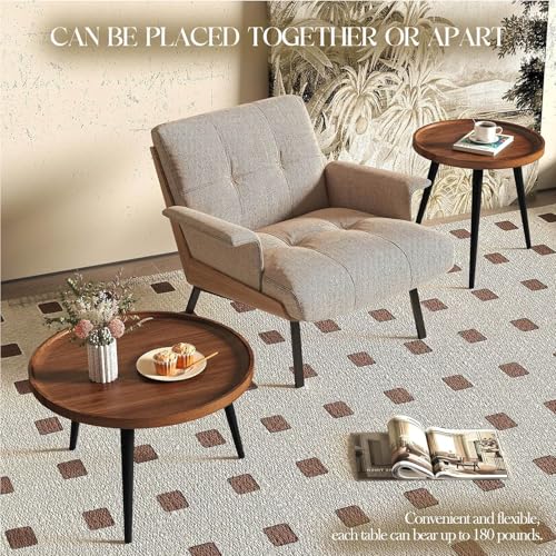 Petite table basse ronde pour petits espaces et rangement de salon