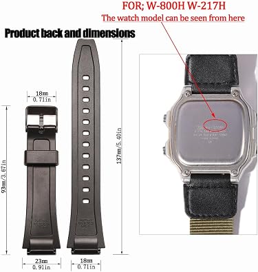 Rubber Watch Band Compatible with Casio W800HG W-800H Series Watch Replacement Resin Strap
