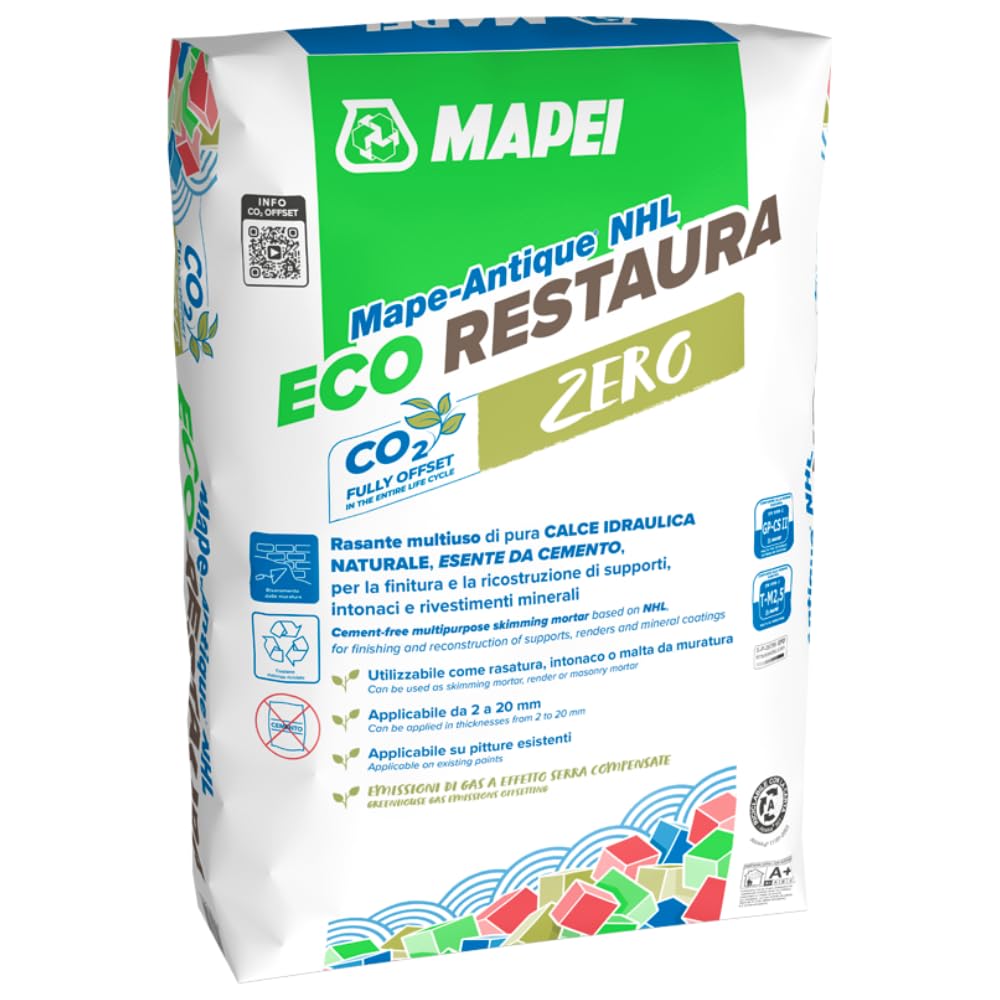 Mapei Rasante Multiuso in Calce Naturale Mape-​Antique NHL, Intonaci e Murature, Traspirante 25 kg