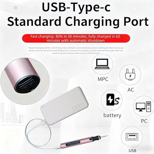 Miniatura 3 de Kit de bolígrafo de grabado recargable - Herramienta de grabado inalámbrica con 3 hojas de sierra para joyas, metal, madera, vidrio, piedra y