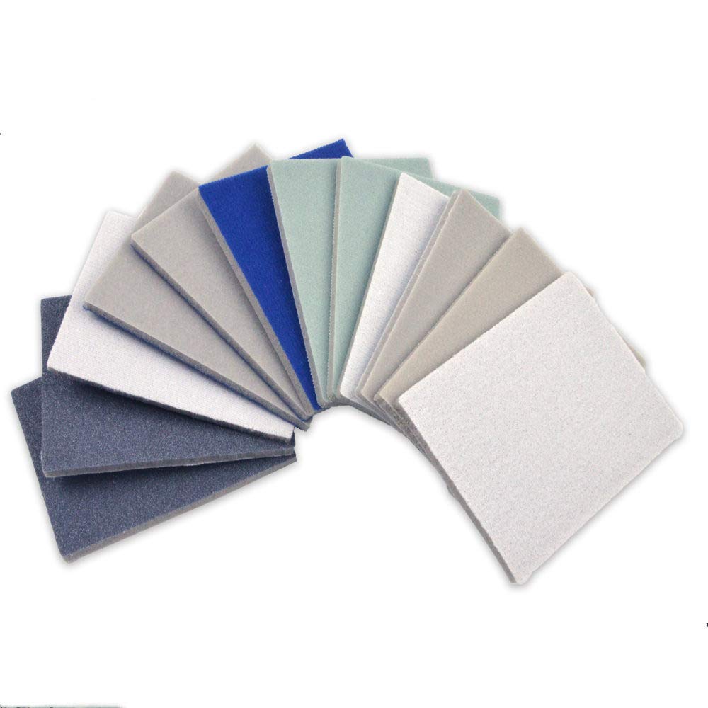 12 Uds 75x100mm lijado esponja bloque almohadilla papel de lija 400 1000 1500 3000 grano flocado papel abrasivo esponja lijado hojas, 1500,75x100mm