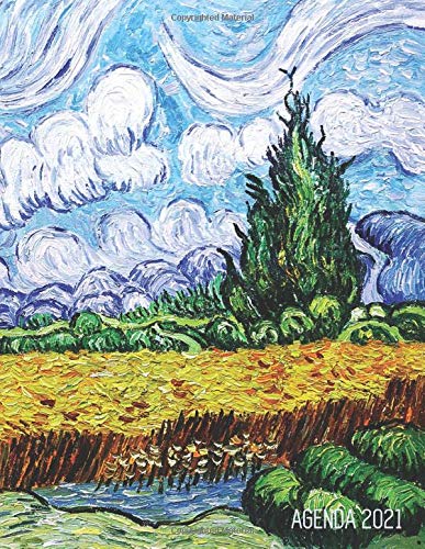 Van Gogh Pianificatore 2021: Campo di Grano con Cipressi | Agenda Annuale 2021 | Post Impressionismo | Da Gennaio a Dicembre (12 Mesi) | Pittore Olandese | Organizer & Diario