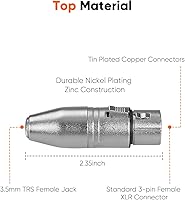 Vista 5 de CableCreation Adaptador hembra de 0.138 in a XLR 2 piezas, convertidor de audio estéreo XLR a 1/8 pulgadas, conector estéreo TRS hembra de 1/8
