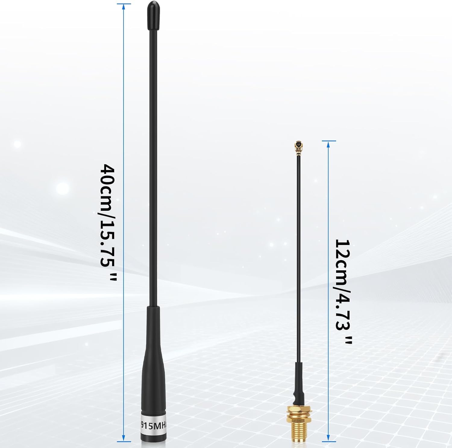 2 antenas LoRa de 915 MHz de ganancia de 10 dBi para antena Meshtastic de largo alcance suave de 40 cm Omni SMA macho con cable de extensión, color negro